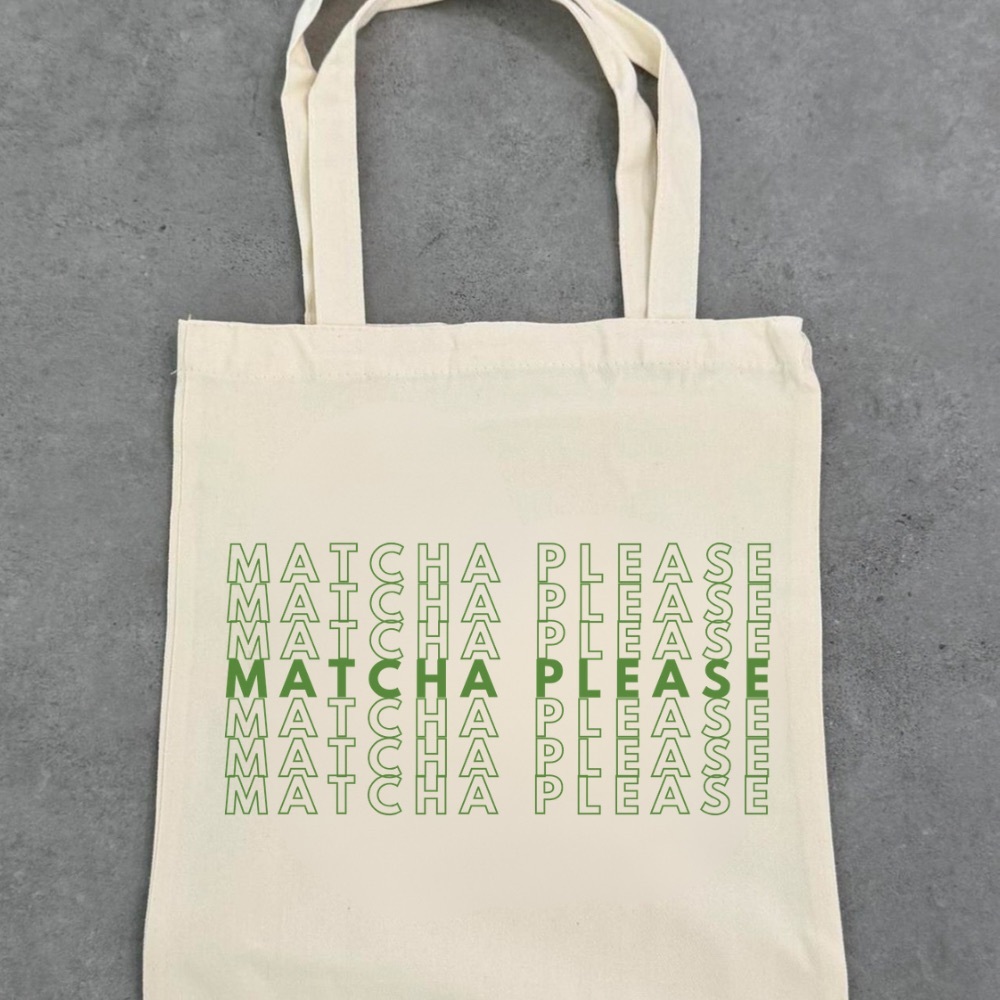 Matcha Please Cream Tote Bag